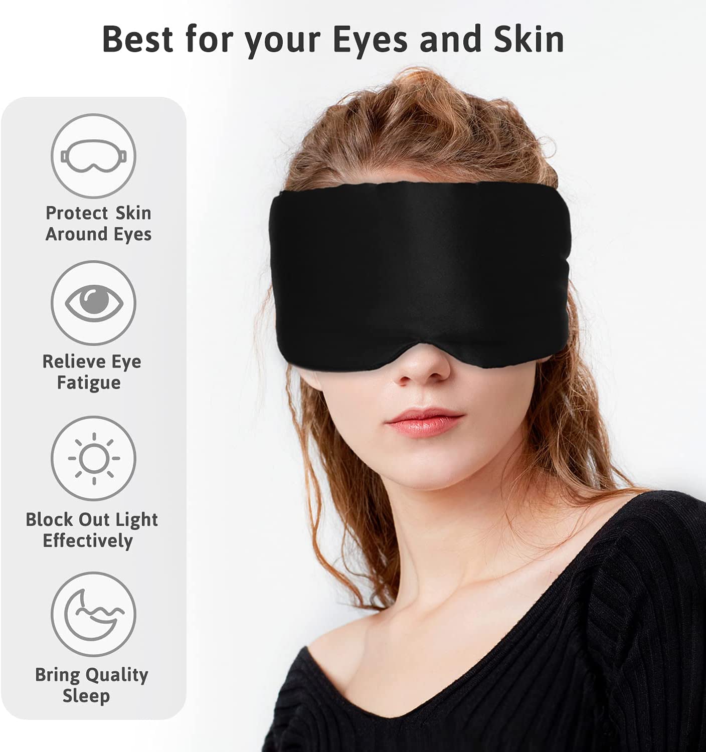 Silke sovemaske til kvinder mænd, mulberry silke eye sovemaske &amp; bind for øjnene med justerbar velcrostrop, mørklægningsøje