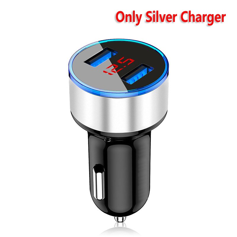 Car USB Charger Dual USB 3.1A Fast Charge Bank For Xiaomi 11 Note 10 9 T A2 A3 Lite Samsung S21 S20 FE Ultra S10 Mobile Phones: Only Silver Charger