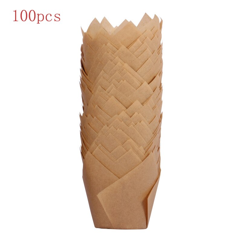50/100150 Pieces Tulip Baking Cup Cake Cups Muffin Baking Liners Holders Rustic Cupcake Wrapper Baking Paper Parchment Paper: Coffee 100pcs