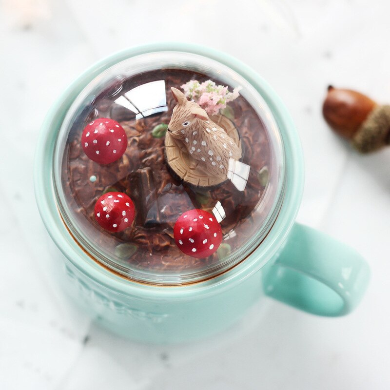 Creatieve Bos Dier Micro Landschap Mok Pot Melk Thee Koffie Mok Hoge Capaciteit Kantoor Keramische Kopjes Schoonheid 400ml