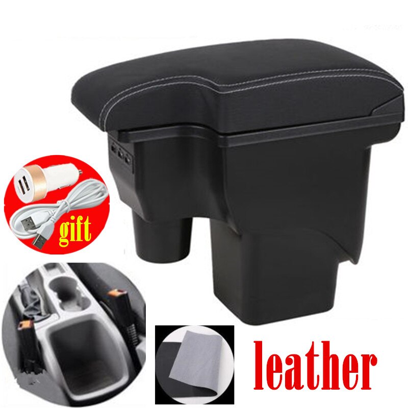 Für Ford Fokus 2 armlehne Kasten mk2 Auto zubehör nterior nachrüsten teile Ford Fokus 2 Auto Armlehne Kasten Zentrum Speicher Kasten USB: Weiß Linie Leder
