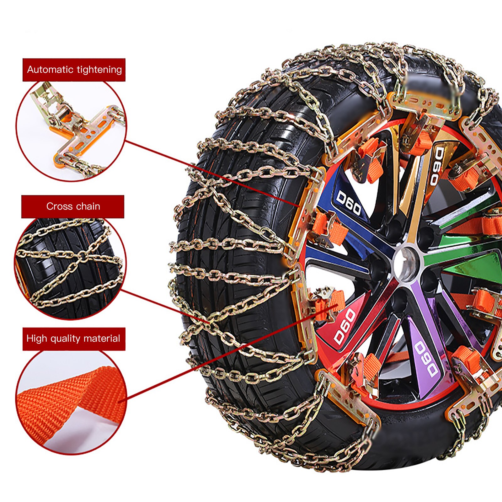 Anti-skid Tire Chain Truck SUV Car Tires Ski-proof Tires Car Snow Chain Universal Car Truck SUV Emergency Relief Manganese Steel