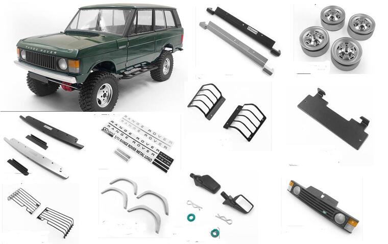 Wielen/grille/spiegel/bumper/voorbumper 1/10 schaal rc speelgoed vrachtwagen rover arrangement 4wd optionele onderdelen