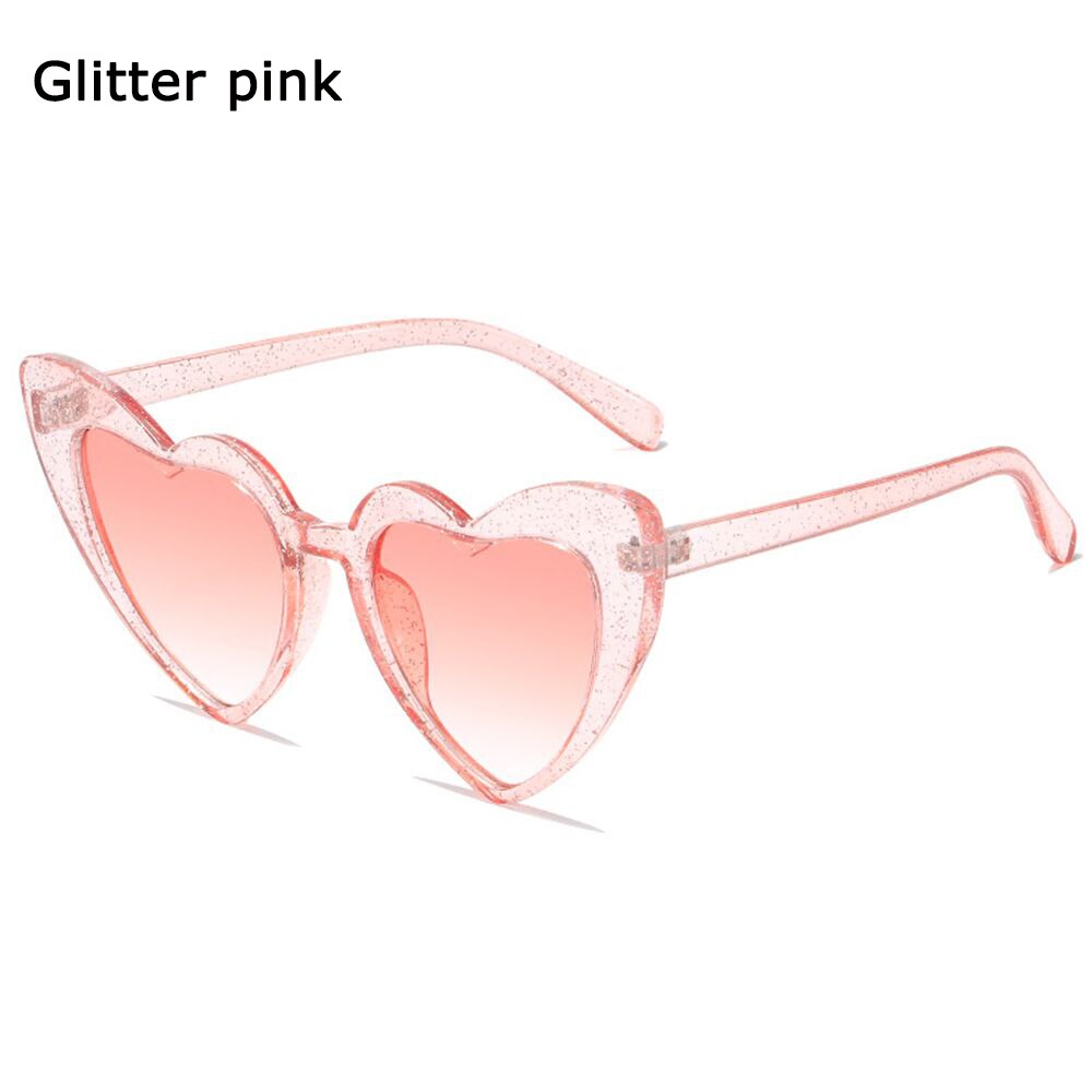 Hart Zonnebril Vrouwen Cat Eye Zonnebril Vrouwelijke Retro Liefde Hart Vormige Glazen Dames UV400 Bescherming: Glitter pink