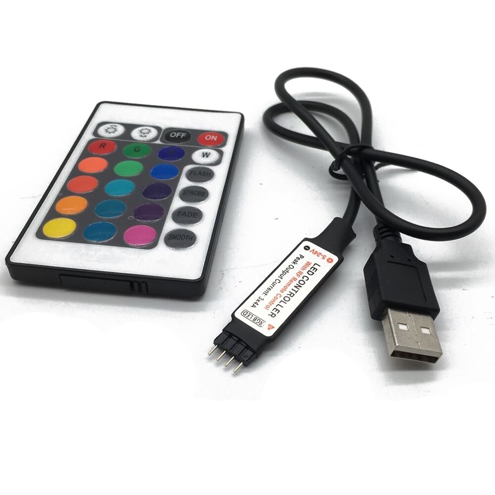 Led Strip 5 V 12 24 V Volt RGB USB IR RF Afstandsbediening USB TV LED Strip licht 3 17 24 44 Key Remote/Bluetooth Controller