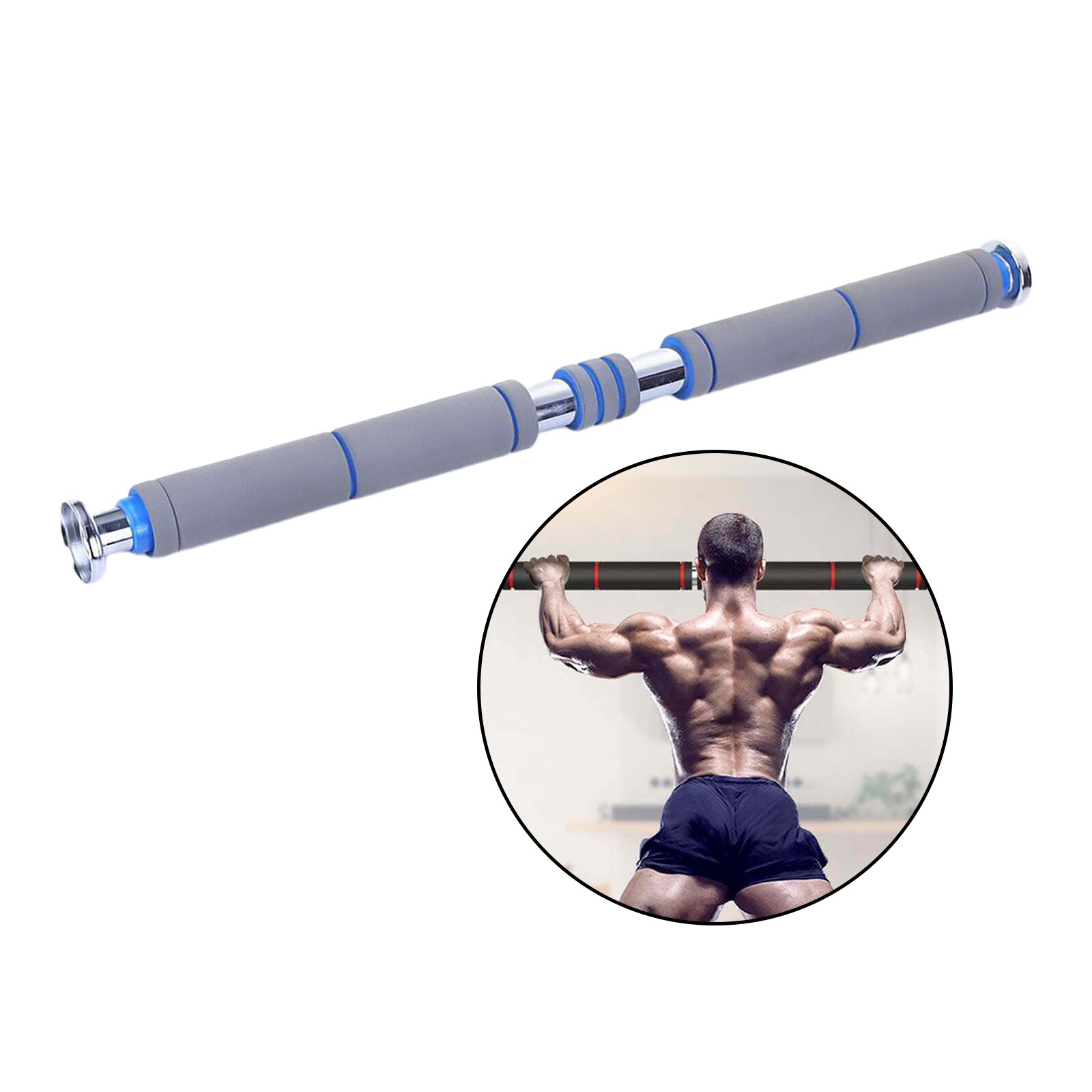 Pull Up Bar Deur Oefening Workout Bar 60-100Cm Verstelbare Chin Up Bar Workout: Gray Light Blue