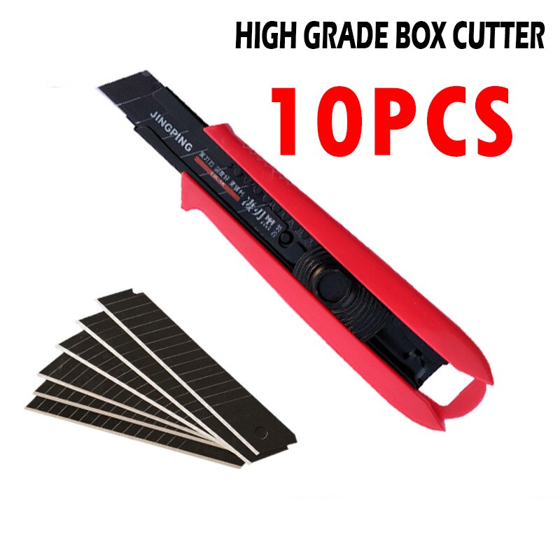 10p High Utility Knife Black Blade Rotary Lock Paper Cutter 18mm Wallpaper Cutter Office Study Industry With 10pcs Blade