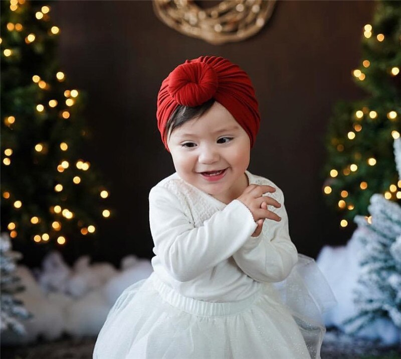 Söta småbarn barn bebis pannband flicka pannband bomull knut rosett turban pannband stretchigt flicka hårtillbehör pojke huvudbonader