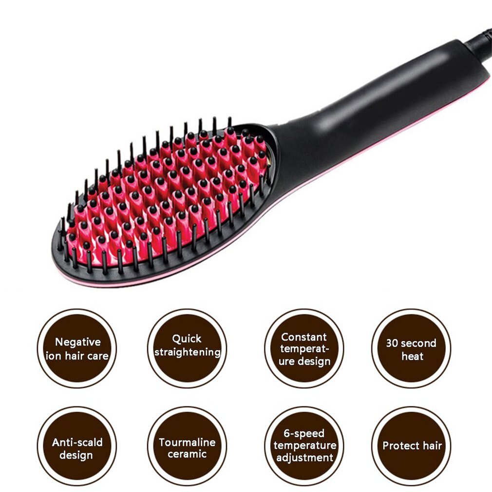 Ceramic Electric Hair Brush Straightening Irons LCD Display Fast Hair Straightener Comb Hairstlye EU AU US Plug