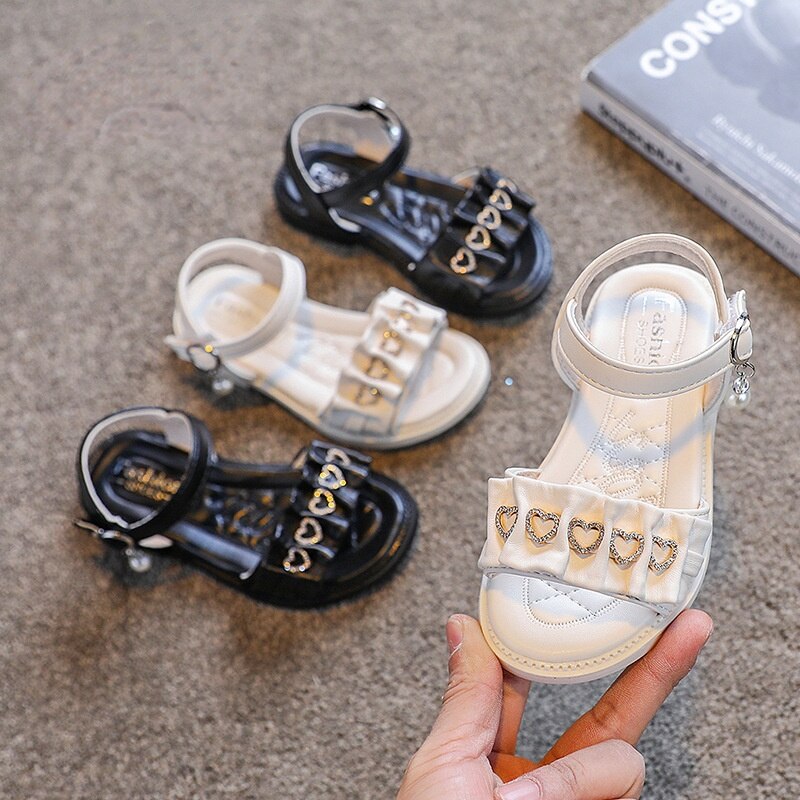 Sandalias con diamantes de imitación para niña, zapatos antideslizantes de verano, ostentosos