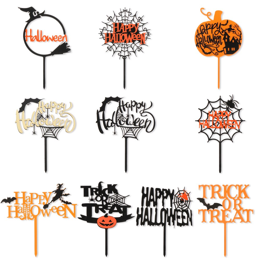 Halloween cupcake toppers dekorer blokk buh Alv spøkelse edderkopp heks lue katt kake dessert kake dekorasjon toppers festutstyr