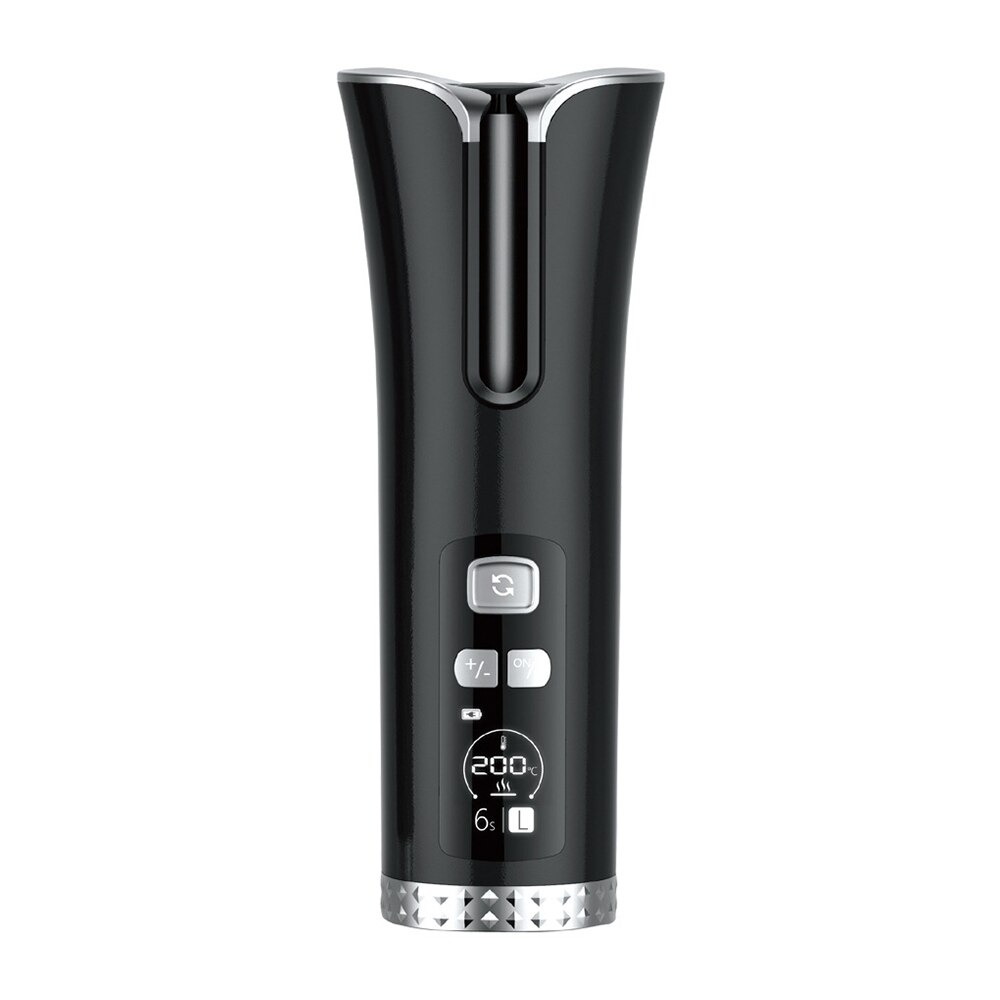 Rizador de pelo automático inalámbrico, rizador de aire recargable por USB para rizos y ondas, rizador rotatorio de cerámica con pantalla LCD: 03