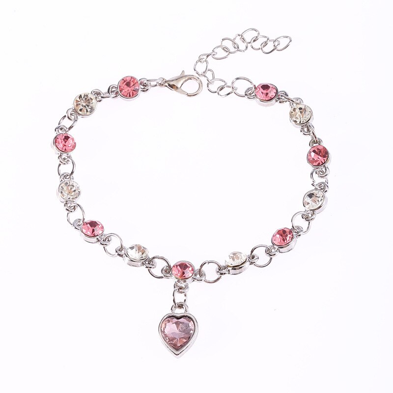 Koreaanse Mode Oostenrijkse Kristal Armband, Perzik Hart Knipperende, Lichtmetalen Armband Op Het Andere Uiteinde Van De Vinger, vrouwelijke Oc