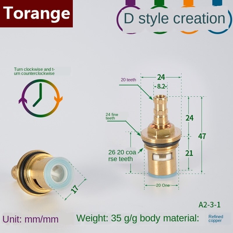 Faucet copper valve core and cold water fast opening triangle valve switch ceramic valve core copper head repair parts: Section D Forward