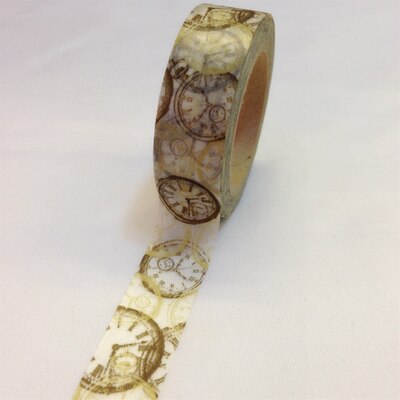 Beautirul 15mm*10m washi paper tape/Vintage clock and clock gear wheel masking japan washi tape