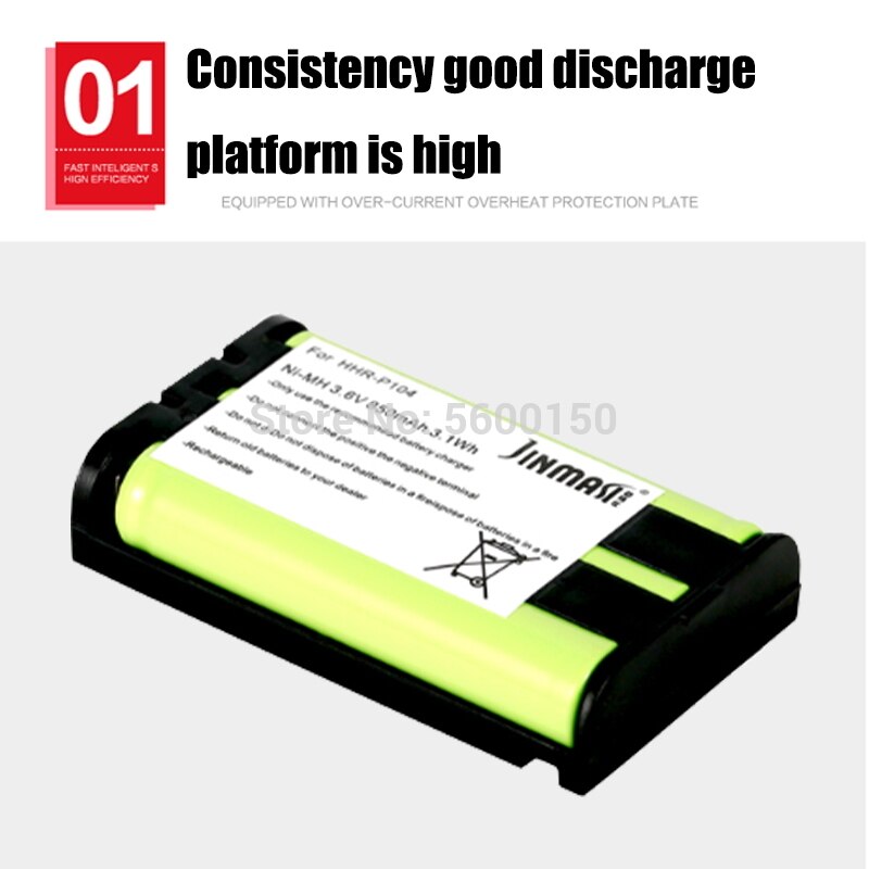 3.6V 850mAh HHR-P104 Cordless Phone Battery Ni-MH HHR P104 TG5242 KX-TG5243 KX-TG5421 KX-TG5451