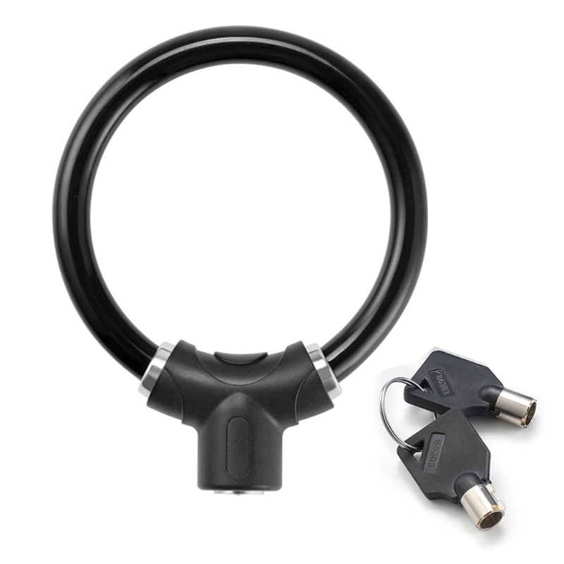 Candado antirrobo con forma de anillo para bicicleta, accesorio de seguridad de acero para ciclismo de montaña O carretera: Negro