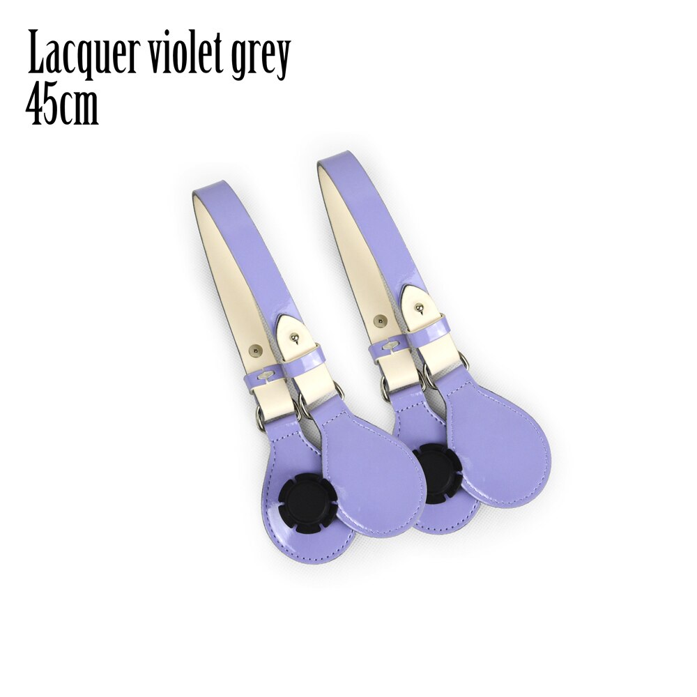 Long Short Flat Handles with end for Obag Faux Leather Lacquer Handle Removable End for O Bag OCHIC: Lac violet grey 45cm