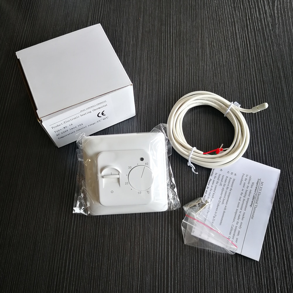 Mechanical Room Thermostat Electric Floor Heating Thermostat Infrared Heater with External NTC Sensor Probe 16A 220VAC