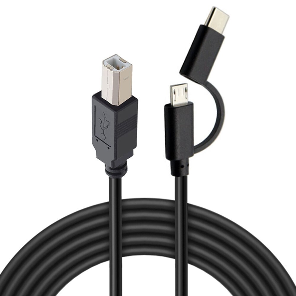 Micro usb 2.0 +  type c han til usb 2.0 type-b han otg kabel til telefon printer scanner elektronisk klaver og elektronisk tromme