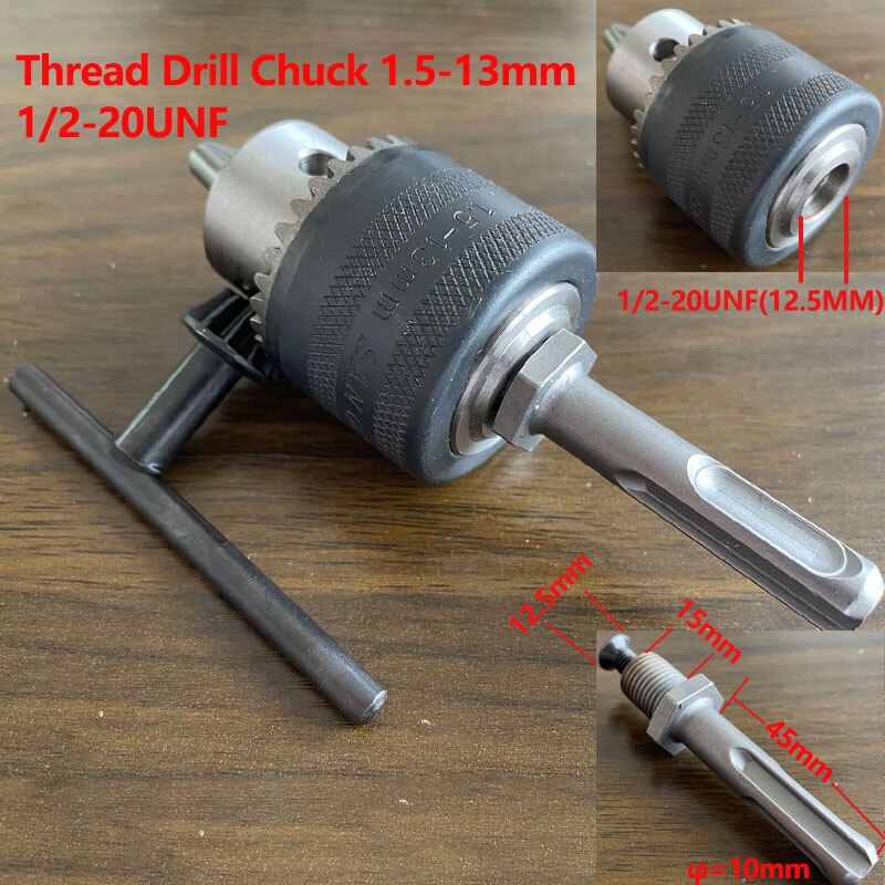 Drill Chuck Adapter Convert Impact Wrench Into Electric Drill 1/2"-20UNF & 3/8"-24UNF Thread 3 Jaw SDS Plus Mini Drill Chuck: H-1