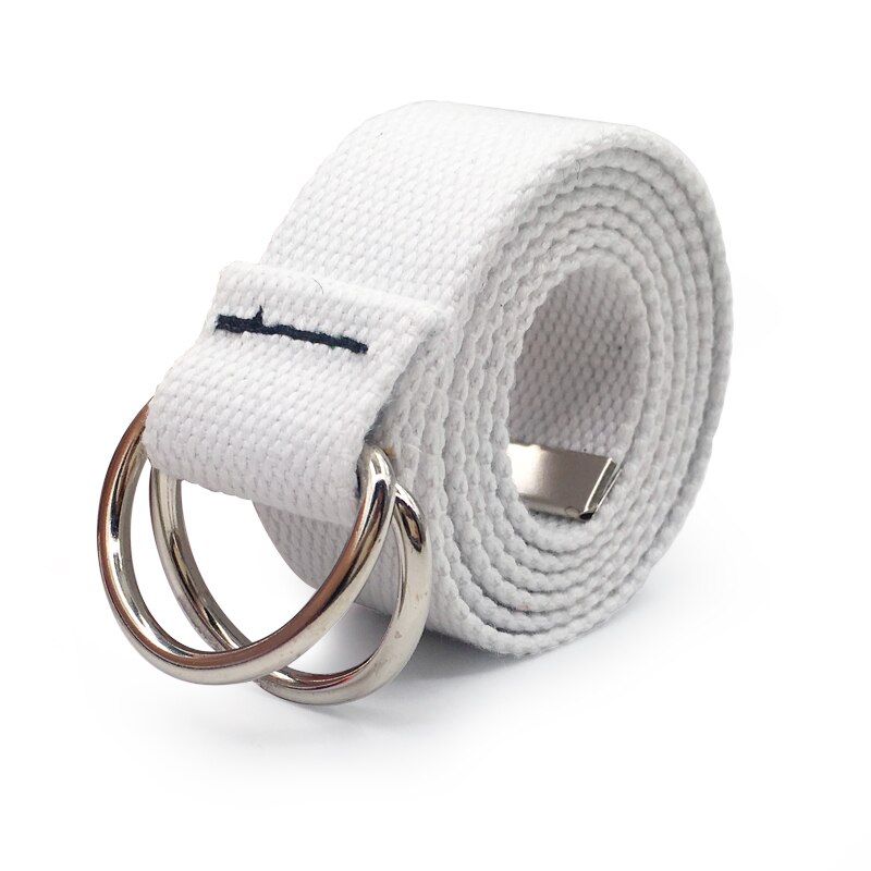 D Ring schnalle gürtel Harajuku Reißverschluss alle-spiel Ultra lange leinwand gürtel liebhaber kurze feste farbe lange gürtel 110cm lange: Weiß