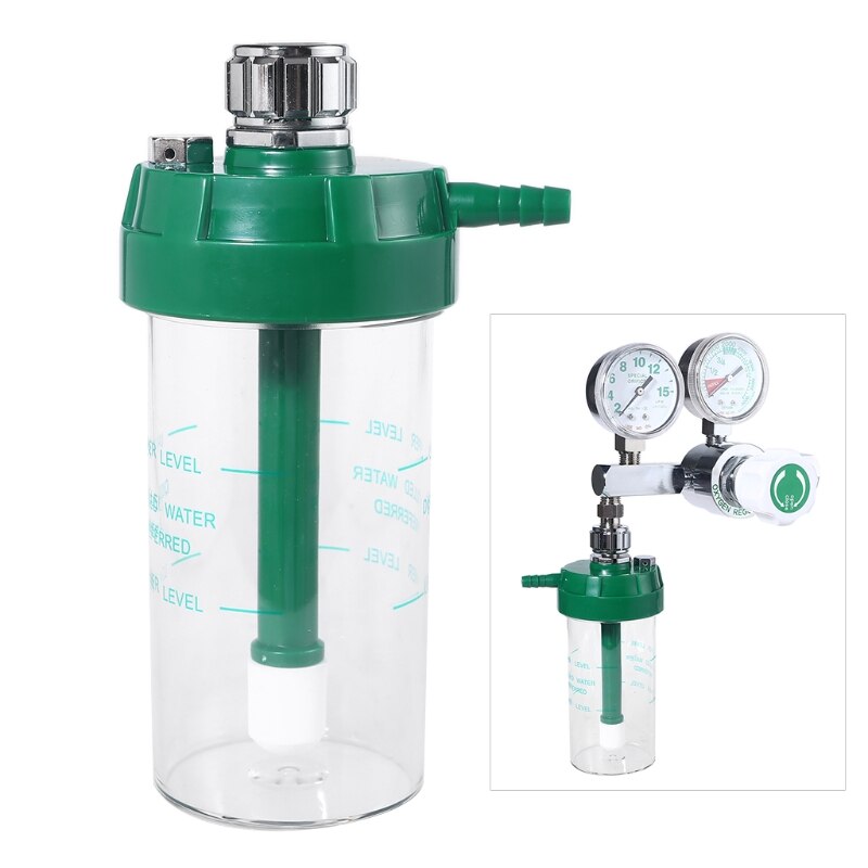 200mL Dry Humidifier Bottle Compatible with Oxygen Regulator O2 Pressure Gauge Upper Level & Lower Level