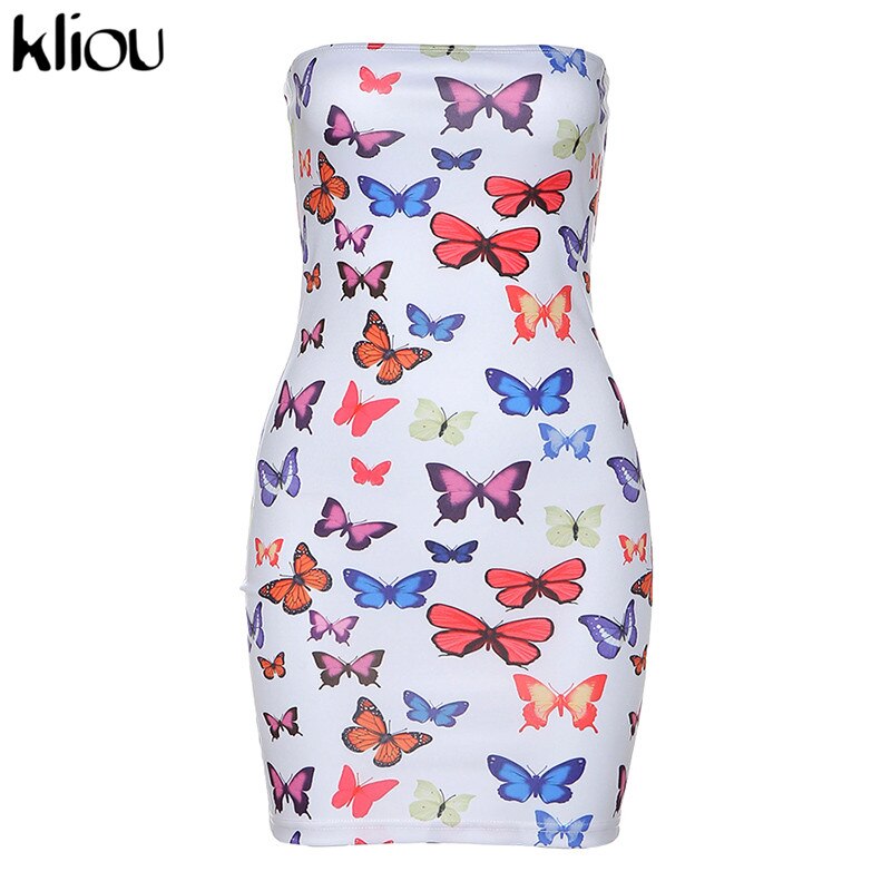 Kliou sommer kleidung für frauen sommer neue bogen drucken Mini kleid liebsten dünne ärmellose weibliche elastische Höhe schlank Outfit: L
