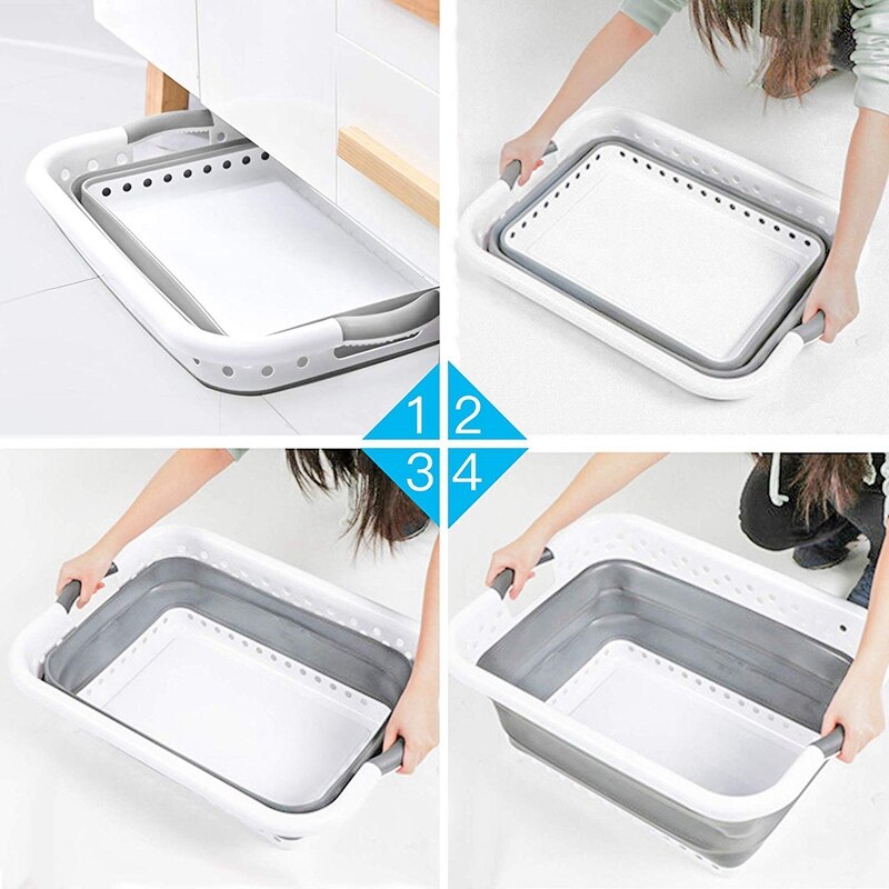 Collapsible Laundry Basket - Foldable Pop-Up Storage Container - Square Space Saving Organizer- Portable PP+TPR Laundry Basket w