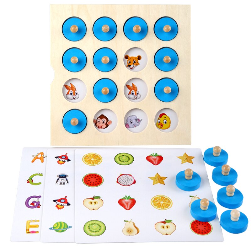 Puzzle pensiero memoria scacchi tavolo da gioco gioco giocattoli bambini Set di apprendimento precoce giocattolo educativo in legno per bambini forniture per la scuola materna