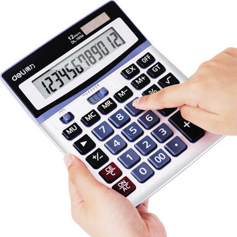 Deli Effective financial accounting calculator solar large buttons Multifunctional portable business office 1654