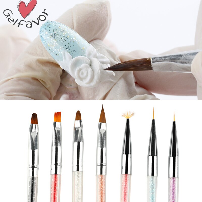 Gelfavor 7 Kleuren Nail Art Brush Acryl Bloem Schilderij Tekening Liner Pen Set Voor Diy Manicure Borstels Tool