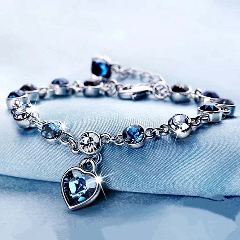 925 Sterling Silber Farbe Saphir Armbinde Für Frauen Romantische Blau schmuck pulseira feminina kehribar bizuteria Armbinde