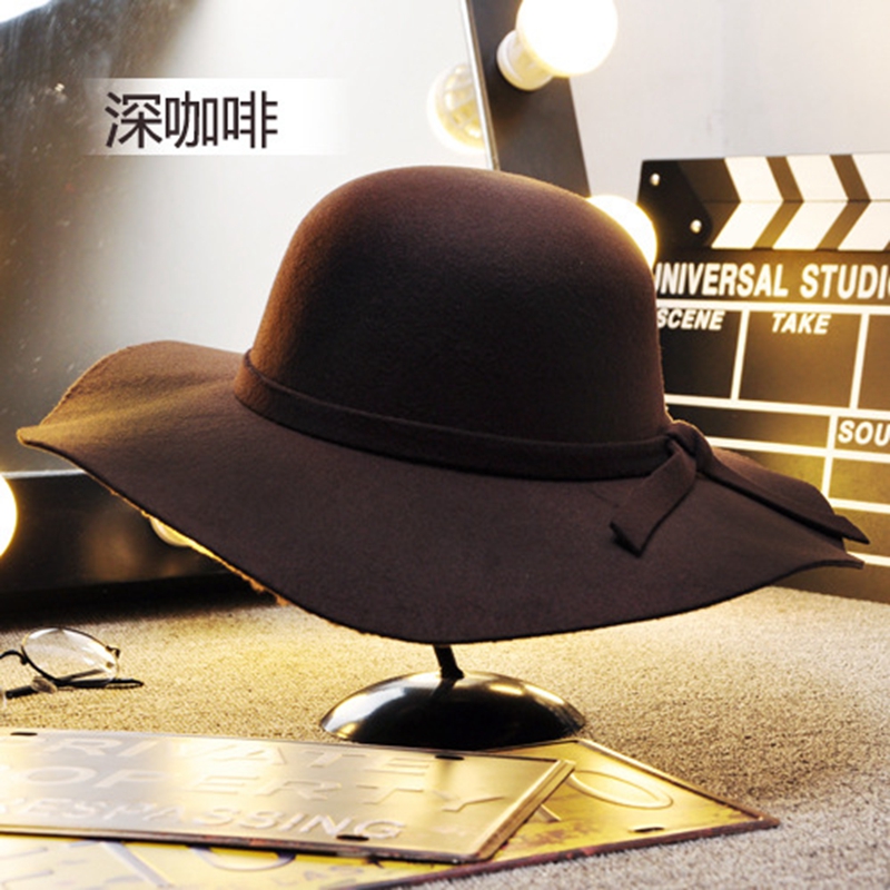 Britisk stil med filthatte til kvinder, stor skyggehat, flad skygge, hvid kasket til damer, efterår og vinter: L / Lysegrå