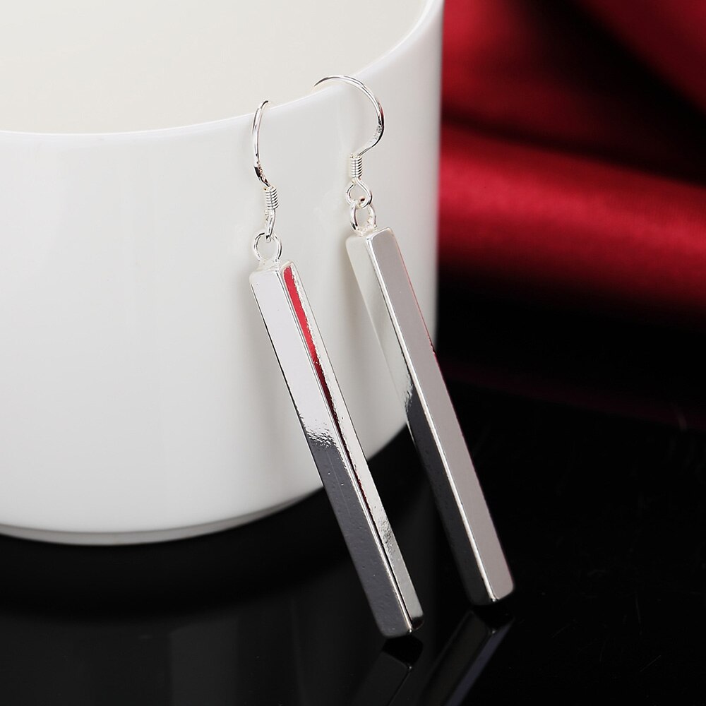 Orecchini pendenti lunghi a forma di bastone in argento Sterling 925 gancio temperamento moda donna matura gioielli di alta qualità