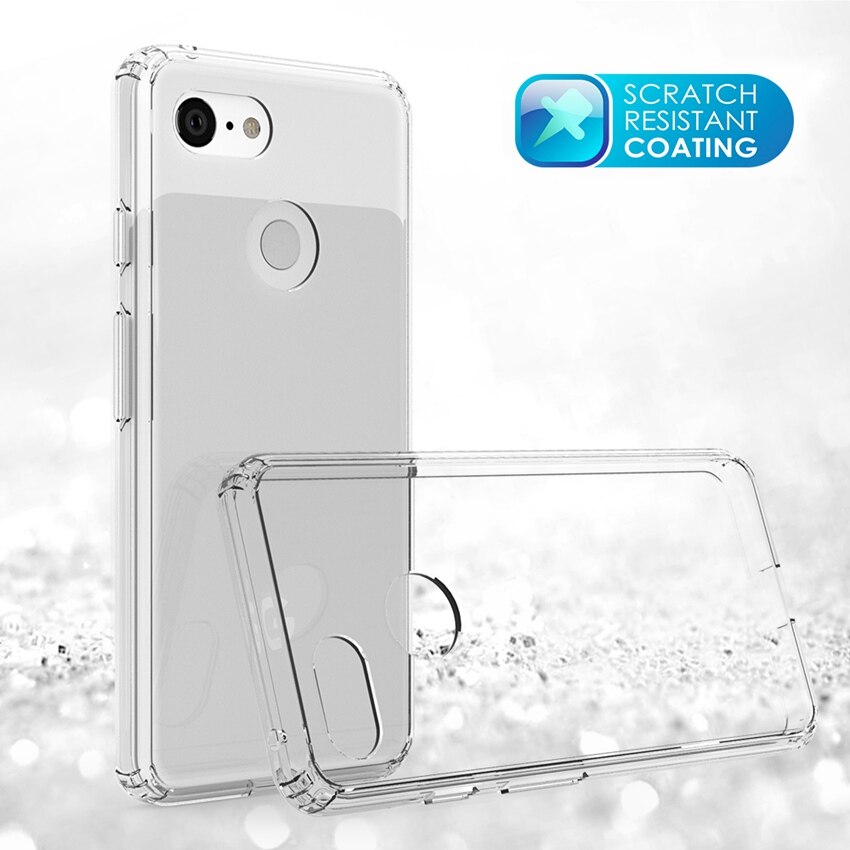 Funda híbrida a prueba de golpes para cojín de aire, cristal acrílico transparente, tapa posterior dura para Google Pixel 3 / Google Pixel 3XL