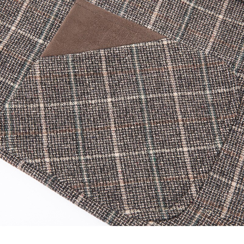 Blazer de estilo británico para hombre, de boda de un solo pecho Chaqueta de vestir, a cuadros, traje ajustado, chaqueta de otoño