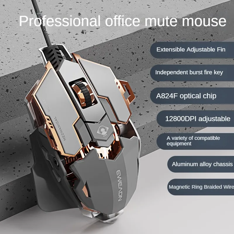 MK500 Esports Gaming Muis Bedraad Mechanische Macro Desktop Computer Metaal Gewogen USB Mute Computer Accessoires voor Gamers
