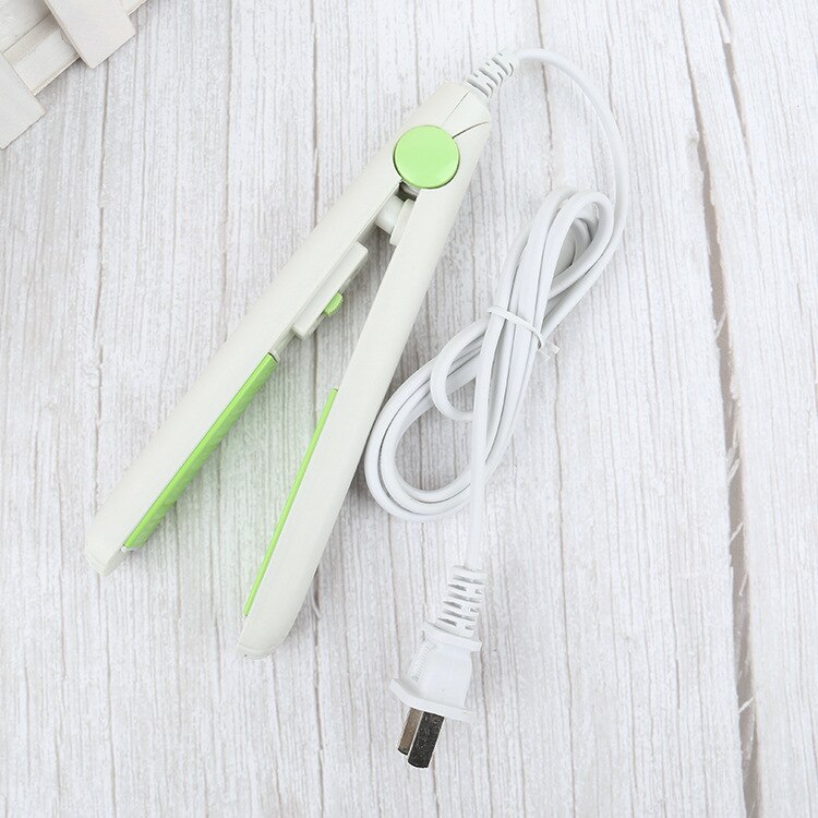 Alisador de pelo rizado mini stick de pelo rizado para estudiantes, plancha de pelo recta de doble uso: green