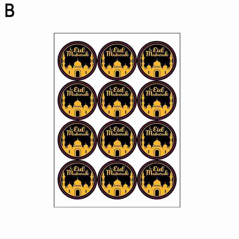 Ronde Zwarte Sticker 120 Stickers Islamitische Moslim Ramadan Stickers Lantaarn Maan Eid Mubarak H7F0: B