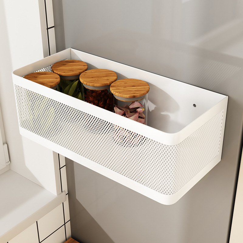 Kitchen Refrigerator Side Storage Magnetic Storage Shelf Punch Free Storage Shelf Kitchen Storage Side Gap Magnet Hanging Basket