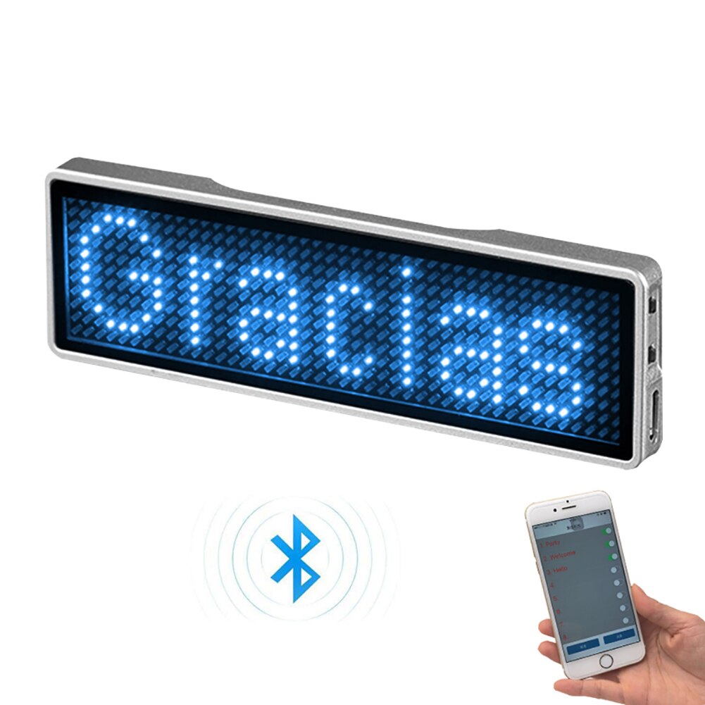 Bluetooth ledet skilt oppladbart ledet navn merket varemerke med magnet og pin til fest ordning møte