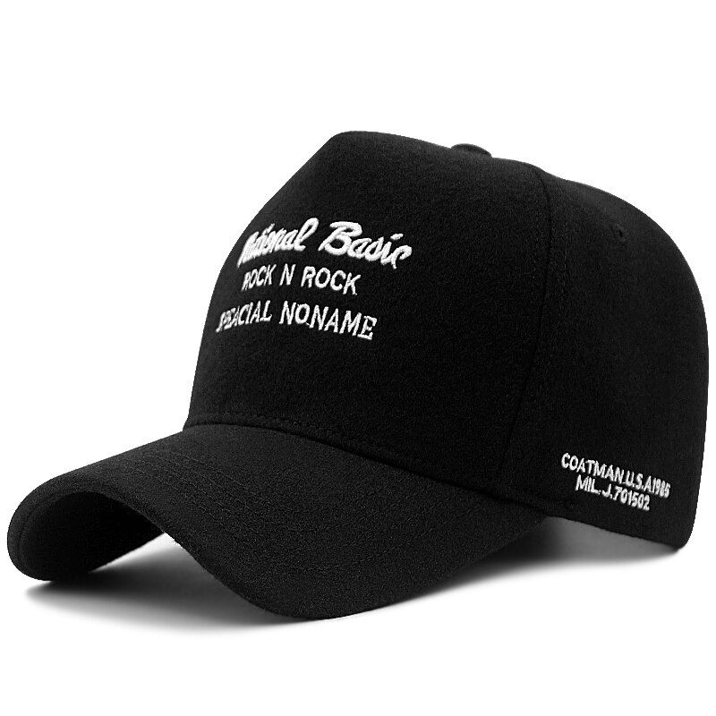 58-60 60-65cm store hode mann stor størrelse kausale toppede hatter voksen vinter hip hop lue mann pluss størrelse ull filt baseball caps