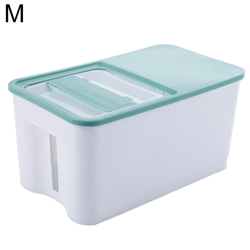 Kitchen Rice Storage Box Grain Cereal Dispenser Food Moisture Proof Container: Green M