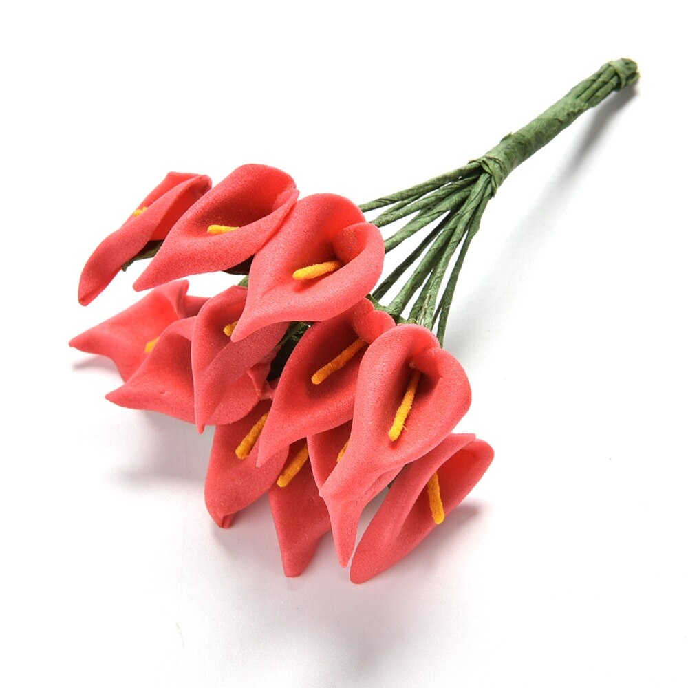 12 blomster / flok kunstige blomster calla lilje brude bryllup boligindretning buket hoved pe ægte berøring kunstig blomst