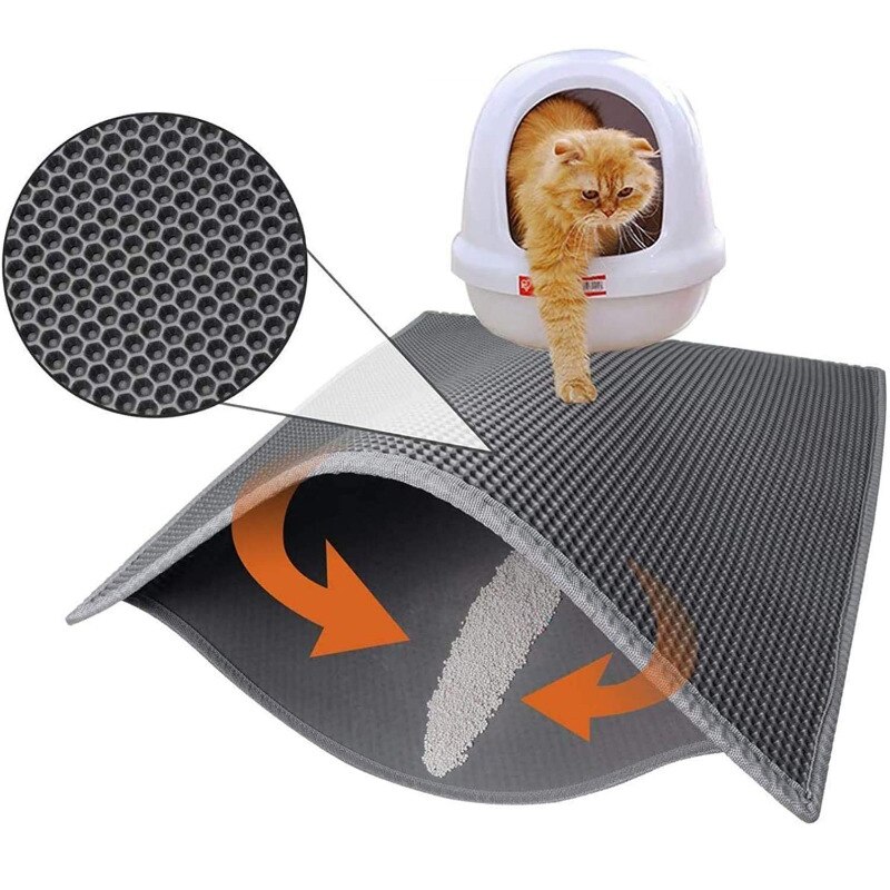Cat Litter Mat Honeycomb Double Layer Waterproof Urine Proof Trapping Mat Litter Box Mat Easy Clean Scatter Control Litter Mats
