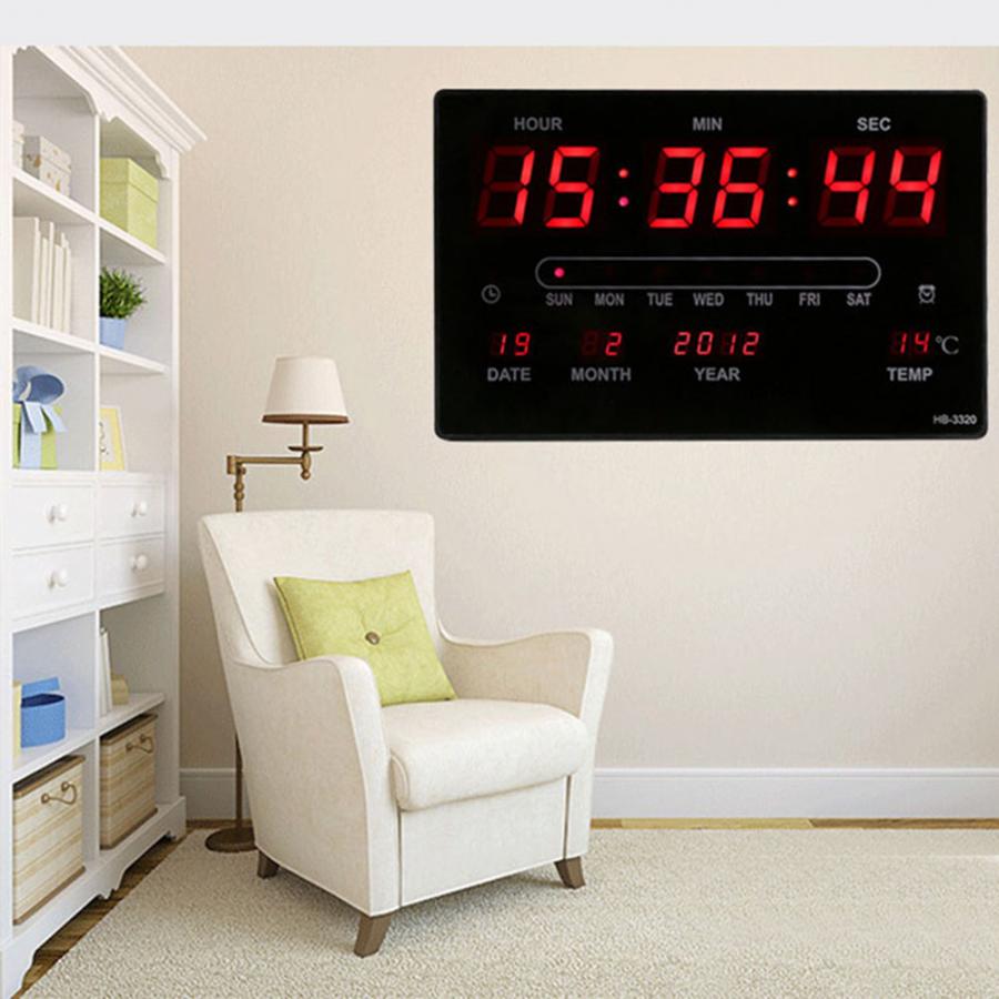 Electronic Digital LED Calendar Clock Time Temperature Display EU Plug 110-220V Voice Control LCD Screen Thermometer Clocks