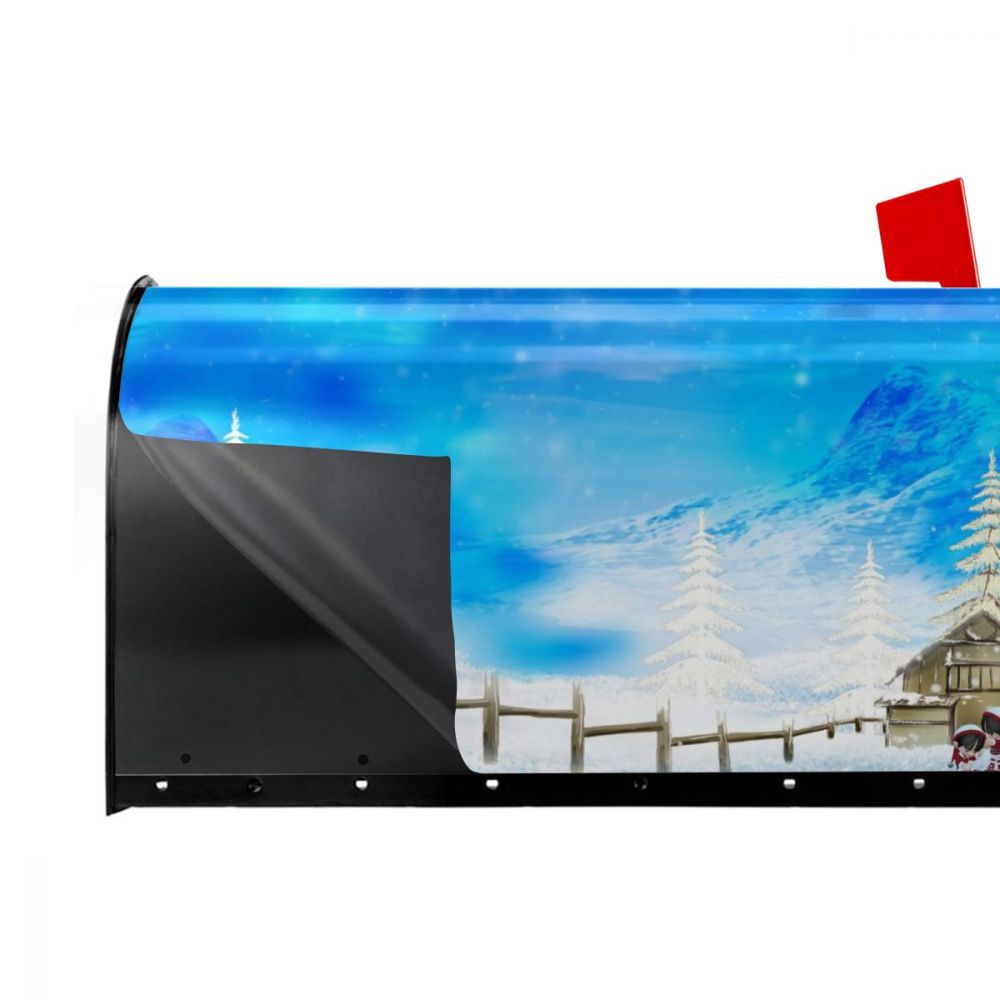 Christmas Night In The Snow Mailbox Cover Happy Year Mailbox Wraps Magnetic Post Box Cover for Garden Yard