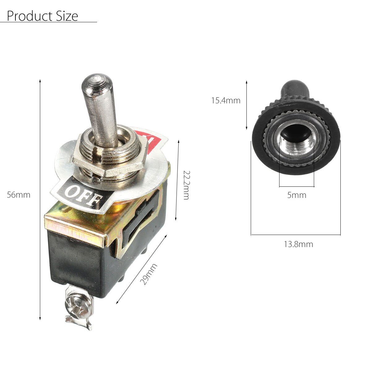 5Pcs x SPST 2Pin Heavy 15A 250V ON/OFF Rocker Toggle Switch Waterproof Boot Switch Control On/Off Toggle Switch Rocker Switch