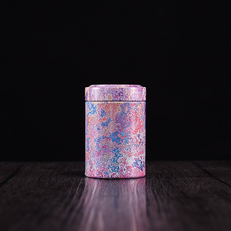 50g Round Sealed Metal Tea Can Coffee Spice Tea Container Outdoor Portable Universal Packaging Empty Tin Box: Colorful
